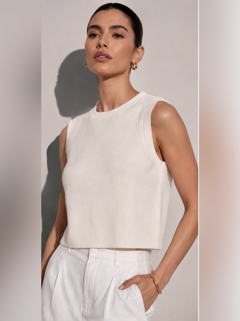 House of Harlow 1960 by Revolve Merino Wool Ribbed Sleeveless Sweater Tank New